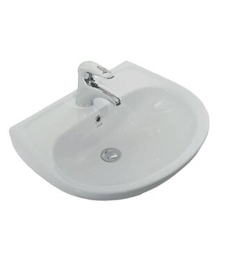 CREAVIT Fontein Halfrond Creavit TP135 35x30x16,5cm Keramiek Glans Wit met Overloop