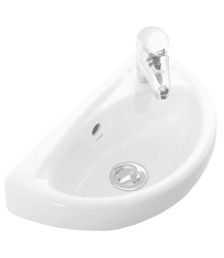 CREAVIT Toiletfontein Halfrond Creavit met kraangat 39x23x15 cm met kraangat Keramiek Glans Wit met Overloop