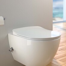 Hangtoilet met bidet geïntegreerde kraan Warm Koud Randloos Glans Wit incl softclose Wc-bril