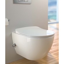 Hangtoilet met bidet geïntegreerde kraan Warm Koud Randloos Glans Wit incl softclose Wc-bril