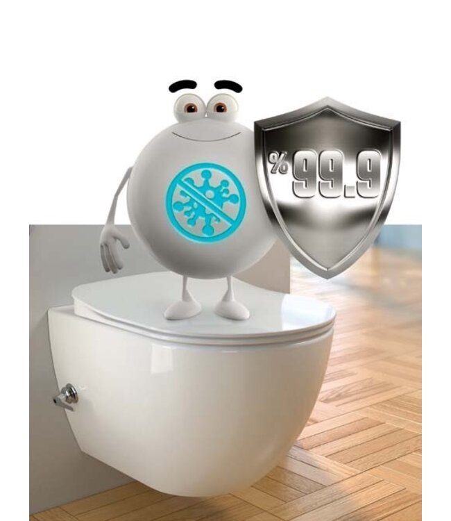 Hangtoilet met bidet geïntegreerde kraan Warm Koud Randloos Glans Wit incl softclose Wc-bril
