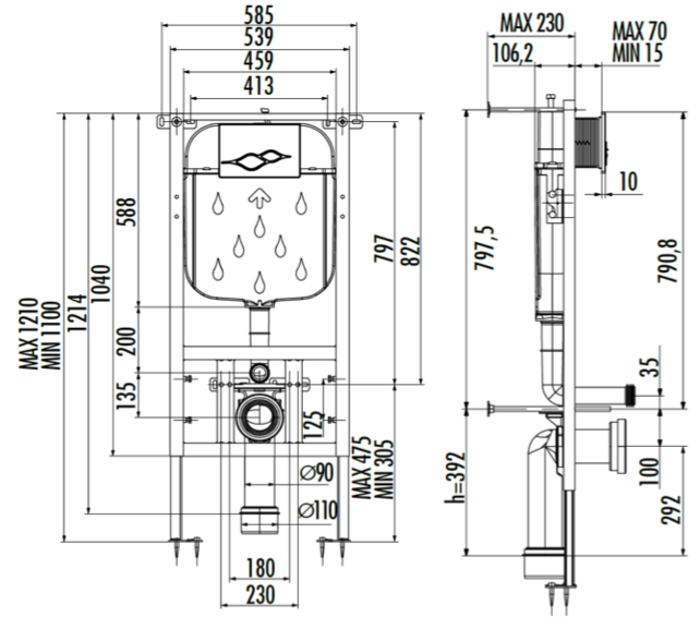 Creavit Inbouwreservoir GR5003 3-6L Inbouwelement