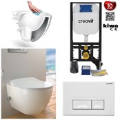 Compleet set Wandcloset met bidet geïntegreerd kraan Creavit Wandcloset + Inbouwreservoir en drukplaat Compleet set Wandcloset met bidet geïntegreerd kraan Creavit Wandcloset + Inbouwreservoir en drukplaat