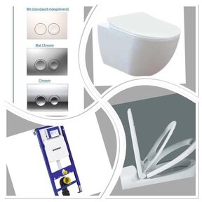 Compleet Geberit UP 100 set met Creavit Hangtoilet met Softclose WC-bril (met of zonder bidet)