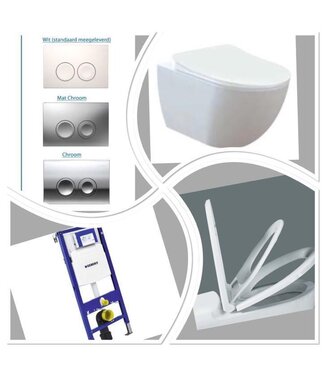 CREAVIT Compleet Geberit UP 100 set met Creavit Hangtoilet met Softclose WC-bril (met of zonder bidet)