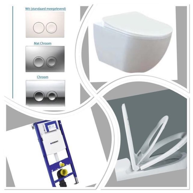 Compleet Geberit UP 100 set met Creavit Hangtoilet met Softclose WC-bril (met of zonder bidet)