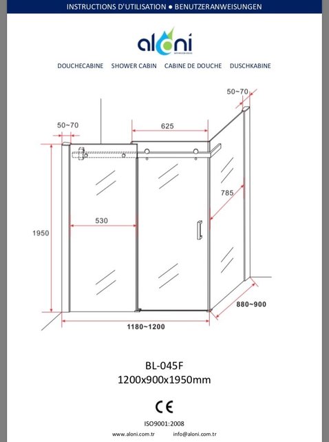 Douchecabine Rechthoek 120x90x195cm Creavit Aloni Slide 8mm veiligheidsglas Anti-kalk nano-coating