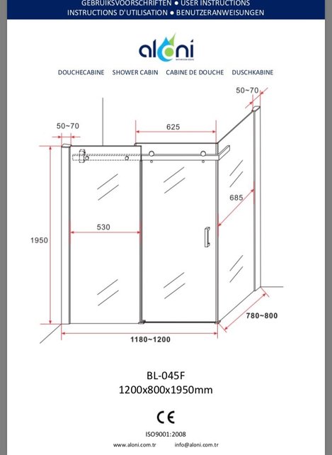 Douchecabine Rechthoek 120x80x195cm Creavit Aloni Slide 8mm veiligheidsglas Anti-kalk nano-coating Douchecabine Rechthoek 120x80x195cm Creavit Aloni Slide 8mm veiligheidsglas Anti-kalk nano-coating