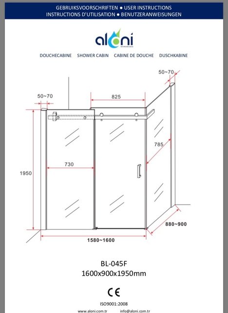 Douchecabine Rechthoek 160x90x195cm Creavit Aloni Slide 8mm veiligheidsglas Anti-kalk nano-coating