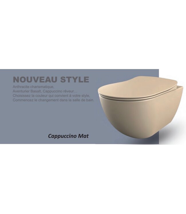 Creavit Randloos Hangtoilet Mat Cappuccino 51x35,5x29 cm incl. Softclose WC-bril FE322