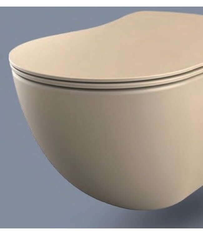 Creavit Randloos Hangtoilet Mat Cappuccino 51x35,5x29 cm incl. Softclose WC-bril FE322