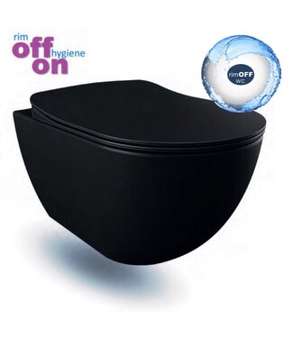 CREAVIT Randloos Hangtoilet Mat Zwart Creavit Freedom 51x35,5x29CM incl. softclose toiletbril FE322