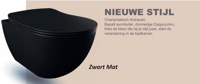 Randloos Hangtoilet Mat Zwart Creavit Freedom 51x35,5x29CM incl. softclose toiletbril FE322