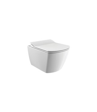 CREAVIT Randloos Hangtoilet Alexandria Lux met Bidet Vierkant 51x37x35cm incl. softclose Toiletbril Creavit EG321 verborgen bevestiging