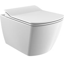 Randloos Hangtoilet Alexandria Lux Hoog Vierkant 51x35x37cm incl. softclose Toiletbril Toiletpot Hangend