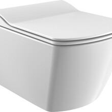 Randloos Hangtoilet Alexandria Lux Hoog Vierkant 51x35x37cm incl. softclose Toiletbril Toiletpot Hangend