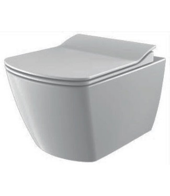 Randloos Hangtoilet Alexandria Lux Hoog Vierkant 51x35x37cm incl. softclose Toiletbril Toiletpot Hangend