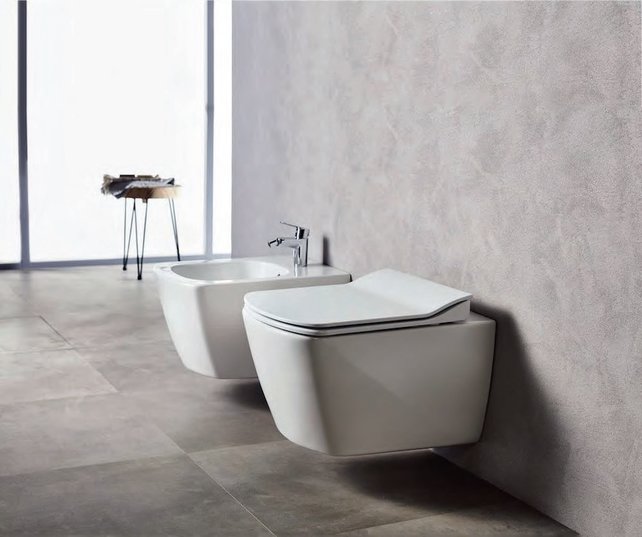 Randloos Hangtoilet Alexandria Lux Hoog Vierkant 51x35x37cm incl. softclose Toiletbril Toiletpot Hangend