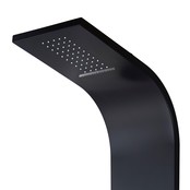 Creavit Douchepaneel Mat Zwart 160x20x7cm ThermostaatKraan Regendouche Uitloopkraan en 3x Massagejets RVS.