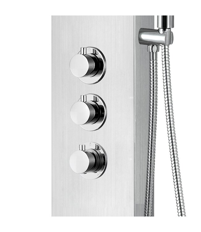 Douchepaneel Mat Chroom RVS Creavit 160x20x7 cm Thermostaatkraan