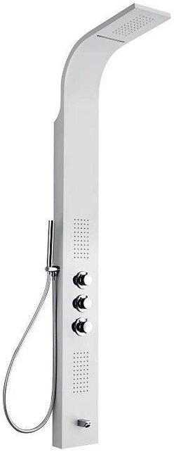 Creavit Douchepaneel Mat Wit met Thermostaatkraan 160x20x7 cm onderuitloop, massagejets