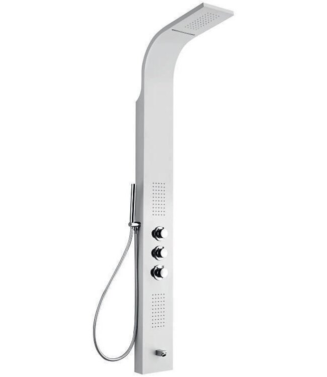 Creavit Douchepaneel Mat Wit met Thermostaatkraan 160x20x7 cm onderuitloop, massagejets
