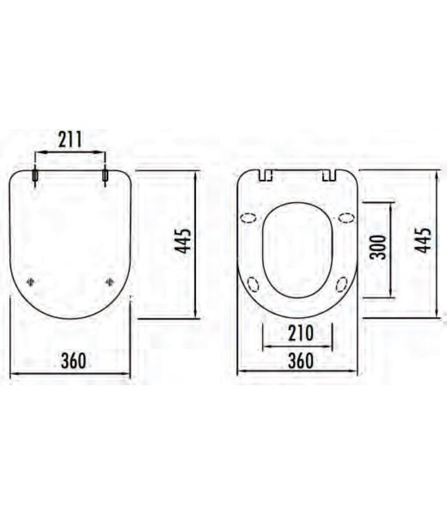 Toiletbril Creavit Freedom Mat Zwart FE320 / FE322 Ultra Dun 36x44,5x2cm