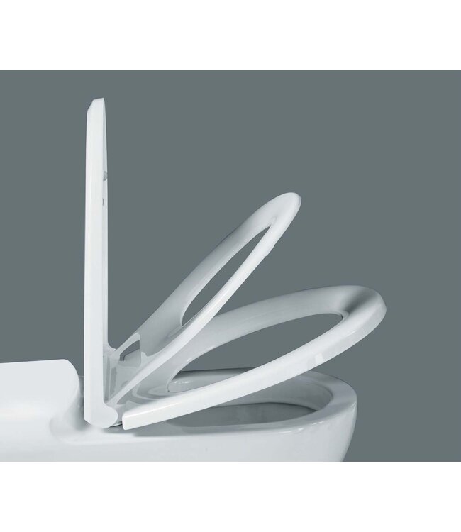 Creavit FE320 Hangtoilet incl. softclose toiletbril Glans Wit verdekte bevestiging anti bacterieel.