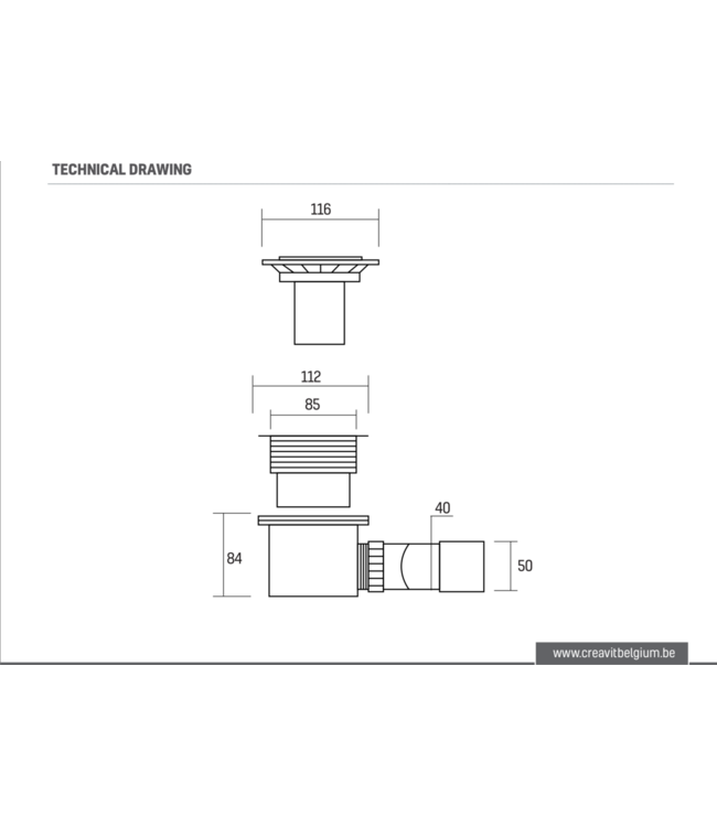 Douchebak Sifon Douchesifon 90mm - 50mm chroom Aloni