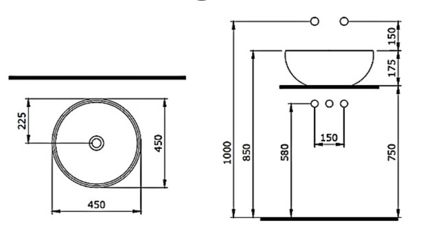 Waskom Bocchi Venezia Mat Grijs 45x45x17,5 cm