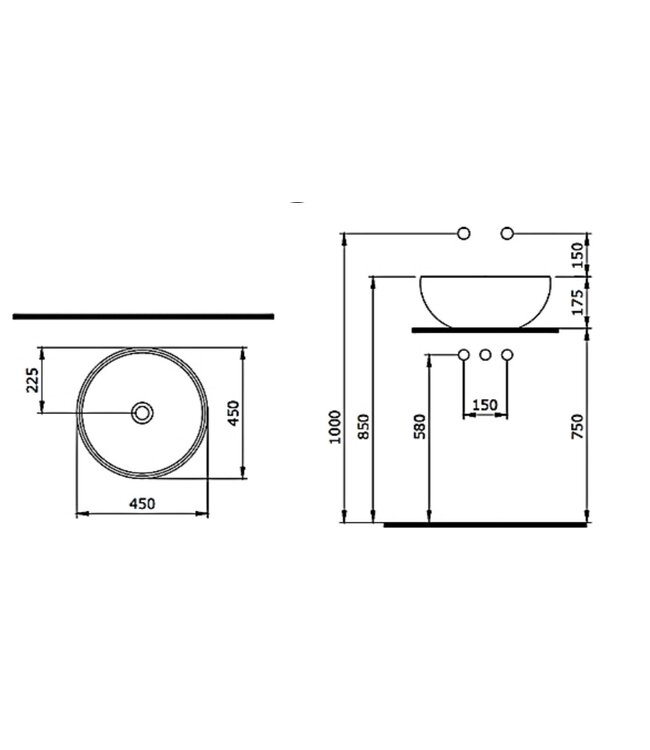 Waskom Bocchi Venezia Mat Grijs 45x45x17,5 cm