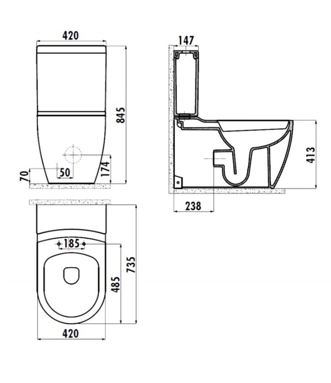 Staand Toilet met Bidet Creavit GRANDE XXL Duoblok incl. WC-bril OA en PK