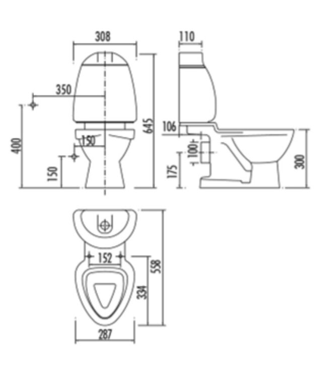 Staand Kindertoilet KidsParty DuoBlok PK Rimfree incl. WC-Bril - Kinder sanitair Compleet