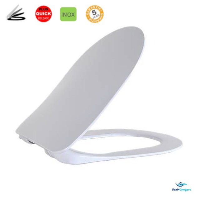 Toiletbril Softclose flat, Duroplast, met INOX scharnieren 36x44,5x2cm