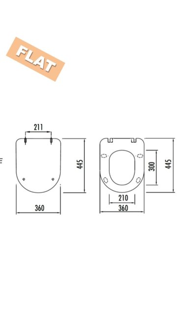 Toiletbril Softclose flat, Duroplast, met INOX scharnieren 36x44,5x2cm