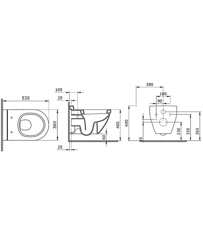 Hangtoilet Bocchi Taormina Glans Wit  incl. toiletbril Softclose met spoelrand