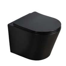 Compact hangtoilet Donna Mat Zwart Randloos 36x48x25 cm  incl Soft-close toiletbril Flatline