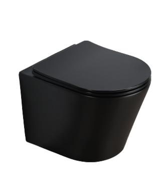 SANI-SUPPLY Compact hangtoilet Donna Mat Zwart Randloos 36x48x25 cm  incl Soft-close toiletbril Flatline