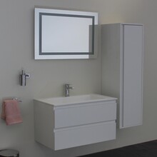 Creavit Sally Badkamermeubel 80cm Hoogglans Wit met keramisch wastafel 2 lades Softclose