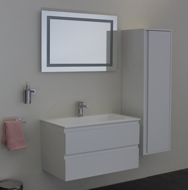 Creavit Sally Badkamermeubel 80cm Hoogglans Wit met keramisch wastafel 2 lades Softclose