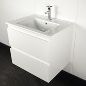 Creavit Sally Badkamermeubel 80cm Hoogglans Wit met keramisch wastafel 2 lades Softclose