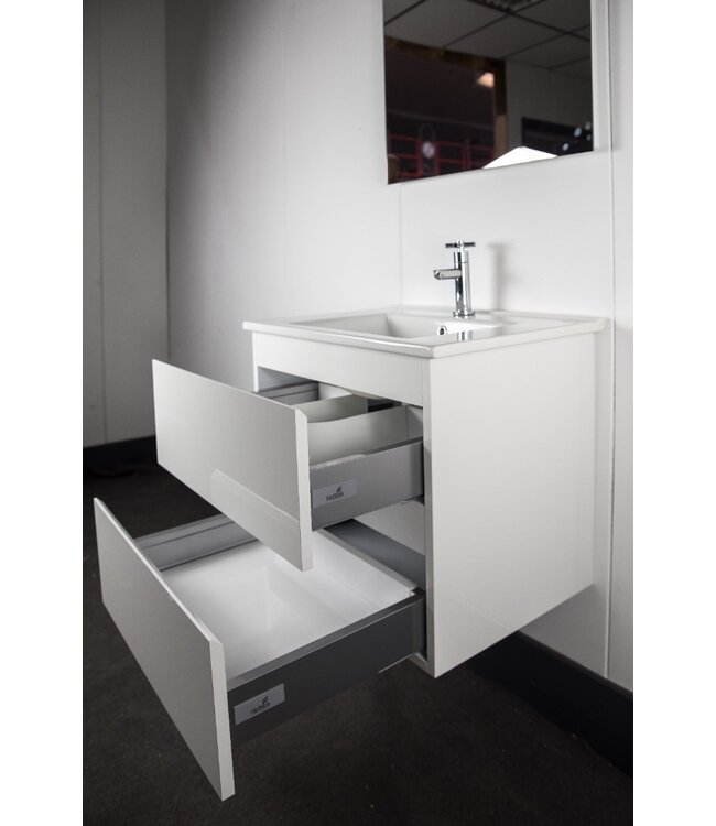 Creavit Sally Badkamermeubel 80cm Hoogglans Wit met keramisch wastafel 2 lades Softclose