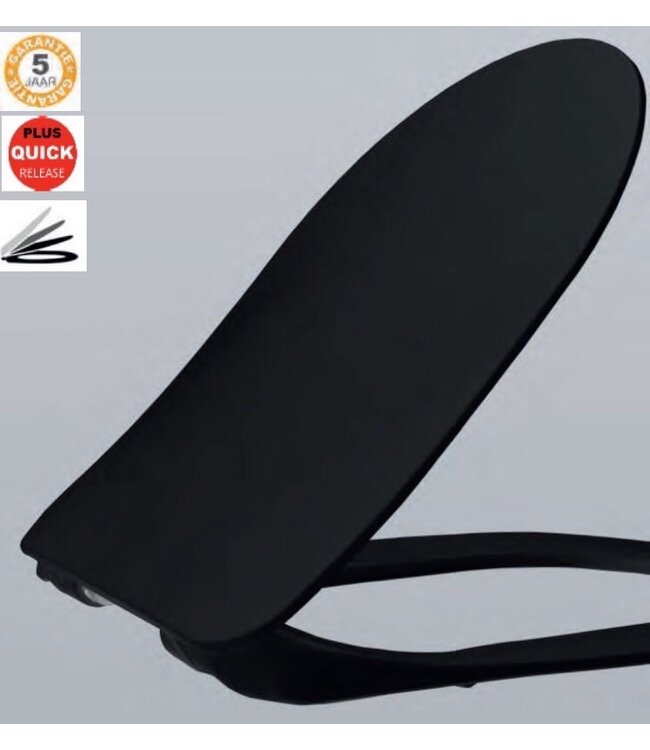 Hangtoilet Glans Zwart met bidet Keramiek Diepspoel Nano Coating EasyClean Creavit Glans Zwart TP325,401 incl toiletbril