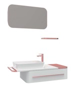 Compleet Badkamermeubel Set Angel 120cm glans wit - Koper incl. Led-Spiegel kolomkast en geborsteld koper Accessoires Compleet Badkamermeubel Set Angel 120cm glans wit - Koper incl. Led-Spiegel kolomkast en geborsteld koper Accessoires