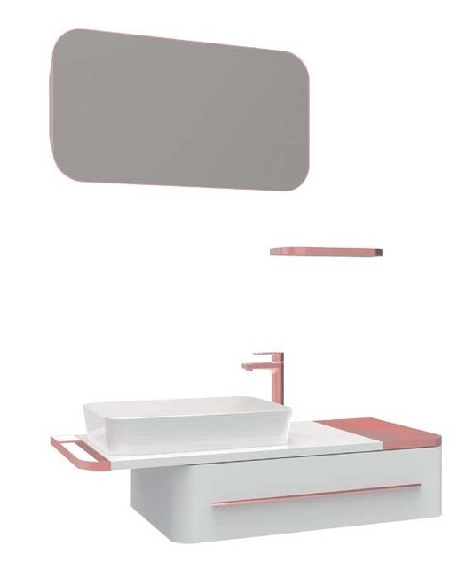 Compleet Badkamermeubel Set Angel 120cm glans wit - Koper incl. Led-Spiegel kolomkast en geborsteld koper Accessoires Compleet Badkamermeubel Set Angel 120cm glans wit - Koper incl. Led-Spiegel kolomkast en geborsteld koper Accessoires