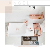 Compleet Badkamermeubel Set Angel 120cm glans wit - Koper incl. Led-Spiegel kolomkast en geborsteld koper Accessoires Compleet Badkamermeubel Set Angel 120cm glans wit - Koper incl. Led-Spiegel kolomkast en geborsteld koper Accessoires