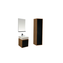 Badkamermeubel set Mass Bruin Zwart 50x85x50 cm incl. Onderkast, Spiegel + tablet en Hangkast Creavit