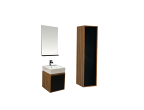 Badkamermeubel set Mass Bruin Zwart 50x85x50 cm incl. Onderkast, Spiegel + tablet en Hangkast Creavit
