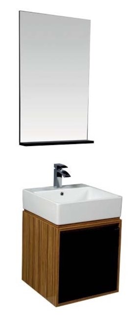 Badkamermeubel set Mass Bruin Zwart 50x85x50 cm incl. Onderkast, Spiegel + tablet en Hangkast Creavit