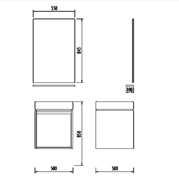 Badkamermeubel set Mass Bruin Zwart 50x85x50 cm incl. Onderkast, Spiegel + tablet en Hangkast Creavit